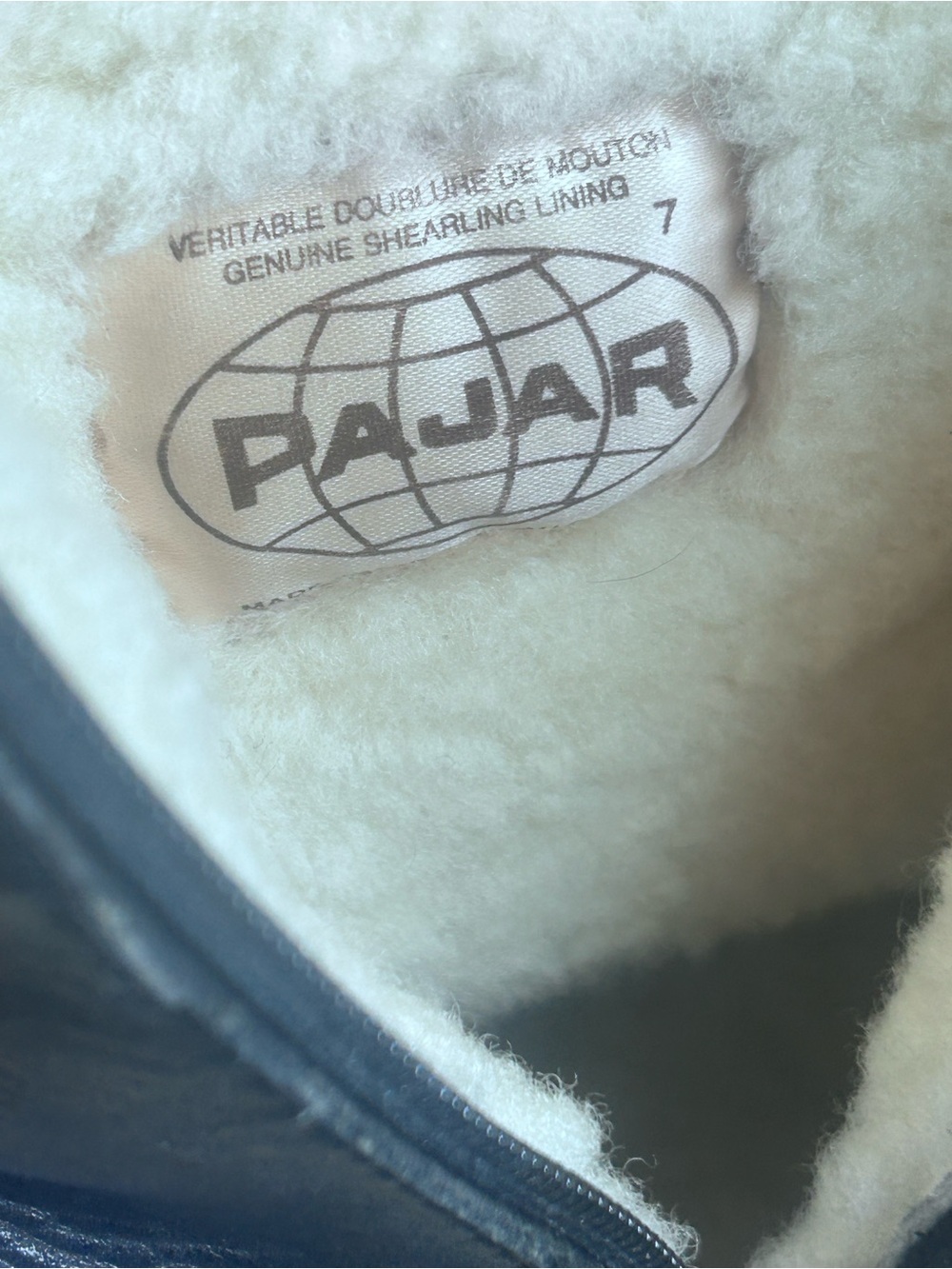 Vintage Pajar Made in Italy Black Leather Shearling Winter Boots Ladies Size 7 - Picture 7 of 9